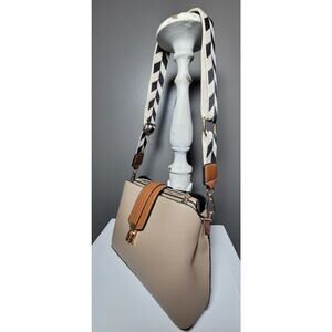 Minimalist Crossbody Bag Geometric Strap Embossed Bucket Handbag Purse New